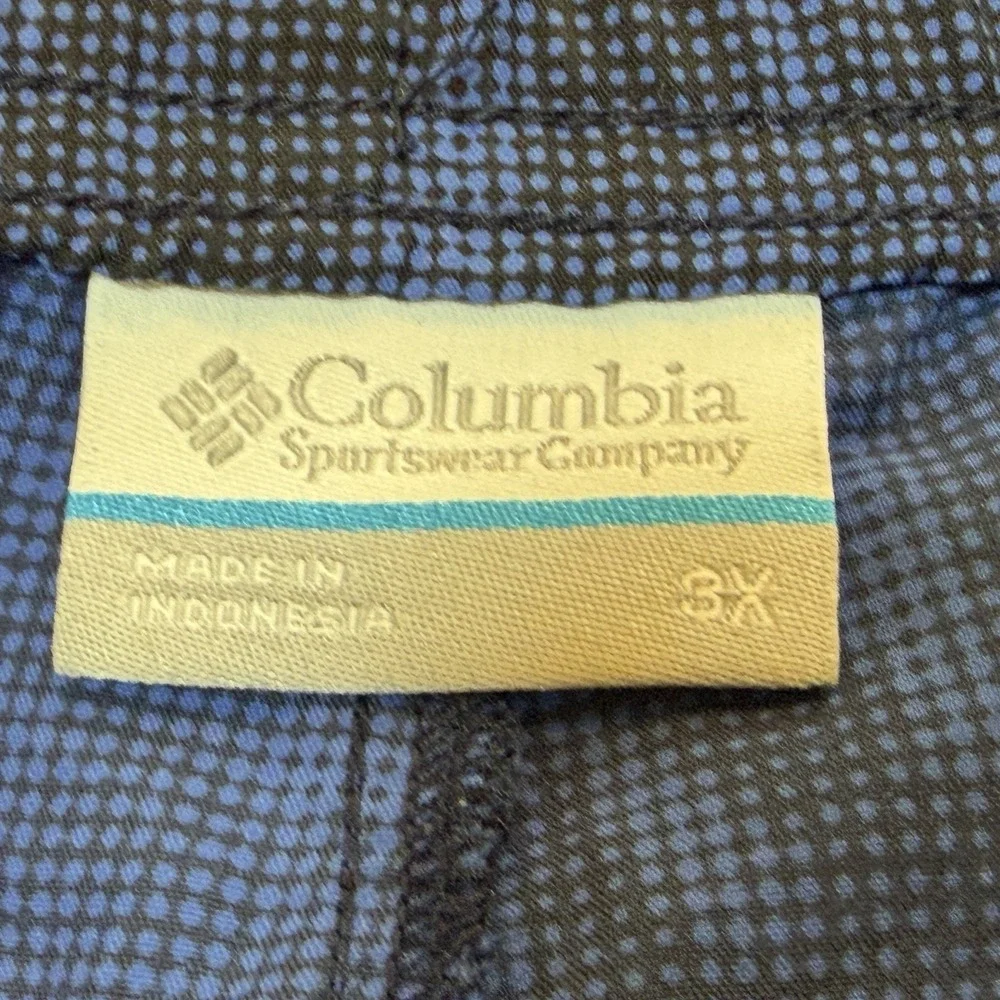 Columbia Swim Trunks Mens Sz 3X Blue Print Elastic‎ Drawstring Waist No Lining